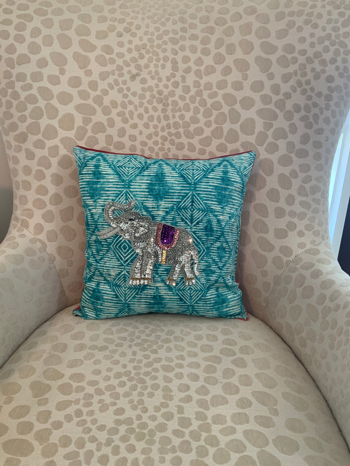 Sequin Elephant Throw Pillow